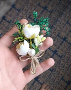 groomiverse Tulip Flower Bow Brooch With Turf & Pearl Brooch