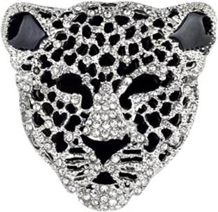 Adorn Designer Lion Shape Silver Plated Rhinestone Brooch For Men Brooch