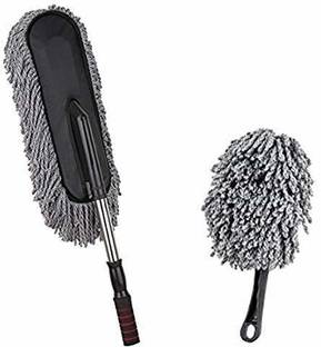 JUNGLI STORE Microfiber Dry/Wet car Cleaning Duster/Brush With Mini Interior Car Duster Brush Free.(Pack of 2) Microfibre Wet and Dry Brush