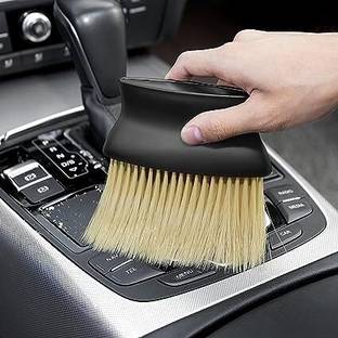 DREHOTRY Mini Car Cleaning Brush with Handle and Dust Cover Car AC Plastic Wet and Dry Brush