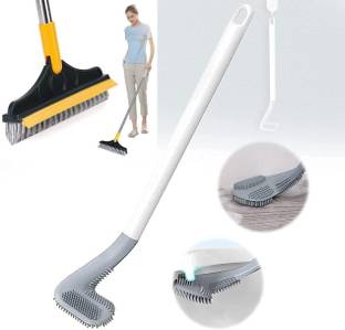 VEWIKZY 2 in 1 Tile Cleaning Brush Bathroom Floor Scrub with Toilet Brush Microfibre Wet and Dry Brush