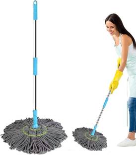 Brandvilla 100% Cotton Round floor cleaning wet and dry mop Wool Wet and Dry Brush