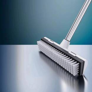 ONEFLASH Bathroom Scrub Brush with Wiper V-Shaped Bristles Long Handle ONEFLESH Microfibre Wet and Dry Brush