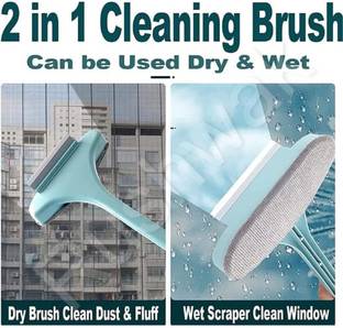 Bhumika Enterprise 2 in 1 Window Mesh Screen Cleaner Brush Grass, Microfibre Wet and Dry Brush Sponge Wet and Dry Brush