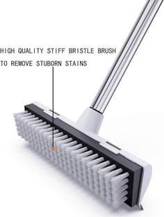 ONEFLESH Multifunctional 2 in 1 Bathroom Cleaning Brush with Wiper and Long Handle (SG) Plastic Wet and Dry Brush