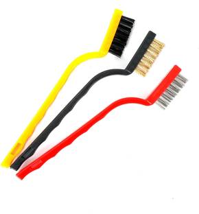 navjai 3pc Mini Wire Block Brush different Gas Stove bursh Handle Scratch Brush Strip Microfibre Wet and Dry Brush