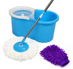 JSR CART House Cleaning Combo 1 Bucket Mop & 1 Dusting Gloves Microfibre Wet and Dry Broom