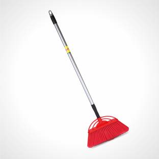 HIC Plastic Floor/Ceiling Brush with Long and Soft bristles to Collect Minute dust Particle, Remove jala/Cobwebs with Extendable Rod to Adjust to Your Height (Multi Colour) Microfibre Wet and Dry Brush