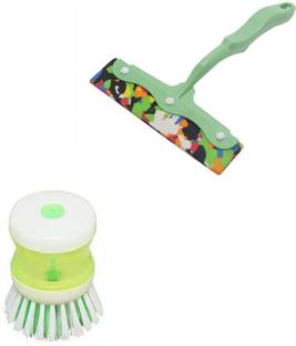 STRUGGLINGINC Cleaning Combo TILE platfom Brush wiper & Sink Brush for Kitchen,pack of 2 Plastic Wet and Dry Brush