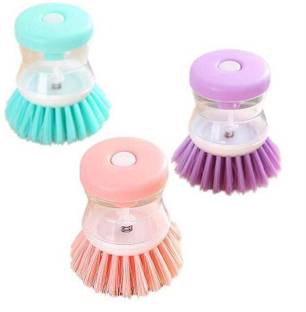Sk bright Plastic Wash Basin Brush Cleaner (Pack of 3) Plastic Wet and Dry Brush