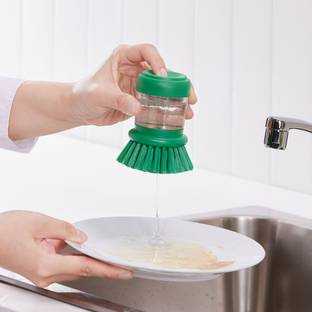 IKEA Digital Shoppy Dish-washing brush with Dispenser( bright green) Polyester Wet and Dry Brush