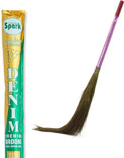 Spark International Denim Knitted Extra Long Broom | Heavy Duty 500g Broom | Zero Dust Garo-Hill Grass Dry Broom