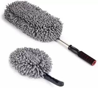 LOYZO Microfiber Feather Duster Extendable Car Cleaning Wet and Dry Brush (Pack of 2) Microfibre Wet and Dry Brush