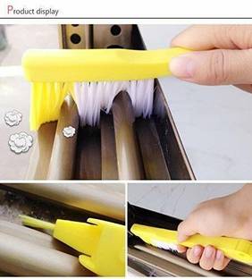 CV SALES Multipurpose Cleaning Brush with Dust Dirt Scraper - for Sliding Windows Track Nylon Wet and Dry Brush