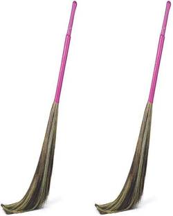 Dervino Long Lasting & Durable Jhadu Remove fine dust from Floor& Ceiling Plastic Handle Grass Dry Broom