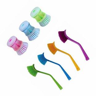 STRUGGLINGINC 4 Wash Basin Sink Brush& 3 Soap Dispenser Brush Cleaning Brush Set of 7 Plastic Wet and Dry Brush