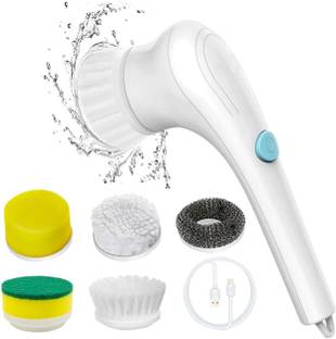 FEDWorld Electric Spin Scrubber,Cleaning Brush Scrubber For Home,5 Replaceable Brush Head Microfibre Wet and Dry Brush