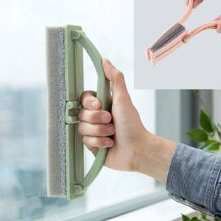 MANIBAM IMPEX Multi-Purpose Cleaning Brush for Window Glass Tile wash Basin Table Cleaner Sponge Wet and Dry Brush