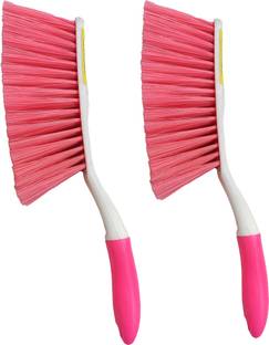 Uprising Store Set Of 2 Carpet Cleaner Long Bristle Carpet Upholstery Cleaning Brush For Home Car Carpets, Sofas, Plastic Wet and Dry Brush ( Pink ) Plastic Wet and Dry Brush