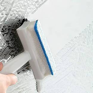 NKK TRADERS Bathroom Cleaning Brush with Wiper 2 in 1 Tiles Cleaning Brush with Long Handle Plastic Wet and Dry Brush
