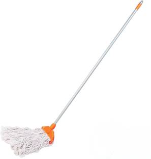 GABA Floor Cleaning Looped Cotton Wet & Dry Hanging Cotton Mop- 9 Inch Mop 4ft Stick Microfibre Wet and Dry Broom