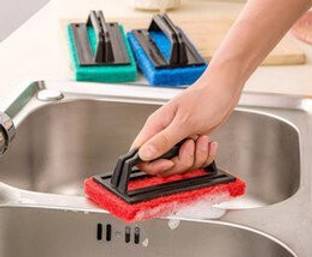 QWGPT moz Tile Cleaning, Bathroom Kitchen Floor Cleaner (Multicolor) Pack of 3 Plastic Wet and Dry Brush