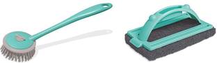 INASAN INASAN SINK CLEANING BRUSH WITH TILE CLEANING BRUSH (MULTICOLOR) Plastic Wet and Dry Brush