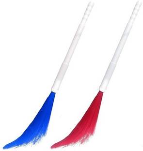 BARBYAM Adjustable Plastic Color Broom, Plastic Phool jhadu with long handle Plastic Plastic Wet and Dry Broom