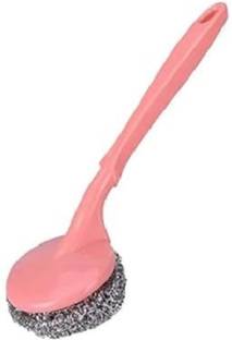 Upkaranwale Scrubbers Cleaning Ball Utensil Scrubber With Plastic handle Plastic Wet and Dry Brush