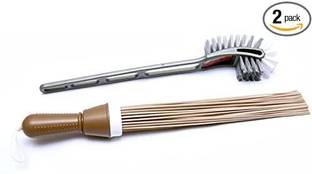 STRUGGLINGINC 1 Toilet Brush and 1 Bathroom Cleaning Plastic Kharata Broom Combo - Pack of 2 Plastic Wet and Dry Brush