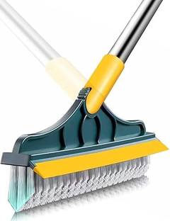 KRIVAENTERPRIS 2 in 1 Floor Brush Scrubber with Long Handle Grout Brush Polyester Wet and Dry with Holder