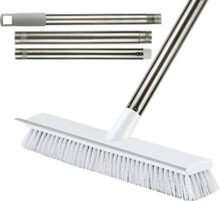 prayati 2 in 1 Tile Cleaning Brush Bathroom Floor Scrub with Long Handle Tiles Wiper Microfibre Wet and Dry Brush