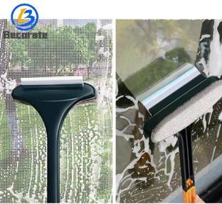 KRIYAART 2 in 1 Window Cleaner Brush Glass Cleaning Scraper Mesh Grass Wet and Dry Brush