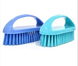 STRUGGLINGINC Clothes Cleaning Brush With Handle Kapde Ka Brush, Multicolour, Set of 2 Nylon Wet and Dry Brush