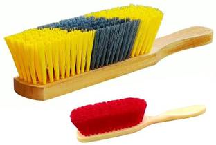 Antiter Combo Soft/Hard Bristles Brush Cleaning FloorTilesCoatBedsheetClothsCarpetCar. Plastic Wet and Dry Brush