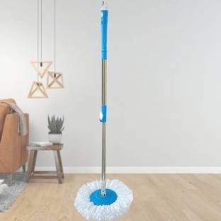 rehbar Spin 360 Degree Mop Full Stick Head Stainless Steel Rod with 1 Refill Plastic Wet and Dry Brush