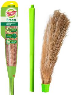 Scotch-Brite No-Dust Broom, Long handle, Easy floor cleaning (Multi-use) Fiber Dry Broom