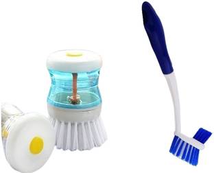 BlessCreations Soap Dispensing Cleaning Brush Combo Silicone Wet and Dry Broom