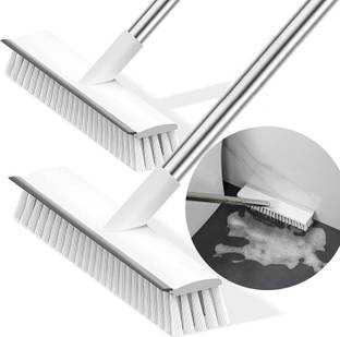 RK EMPIRE 2 in 1 Tile Cleaning Brush Bathroom Floor Wiper Scrub with Long Handle Wiper Microfibre Wet and Dry Brush