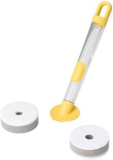 IKEA Digital Shoppy 3-piece dish sponge set w dispenser, bright yellow Polypropylene, Plastic Wet and Dry Brush