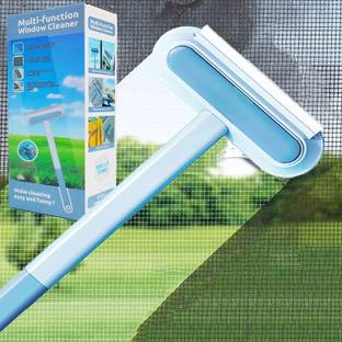 Prachi 5 in 1 Mesh Cleaning Brush & Wiper Double-Sided Window Cleaner Detachable Plastic Wet and Dry Brush