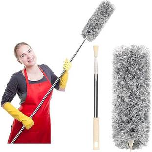 HIFEN Bendable & Extendable Fan Cleaning Duster with 100 inches Expandable Pole Microfibre Wet and Dry Brush
