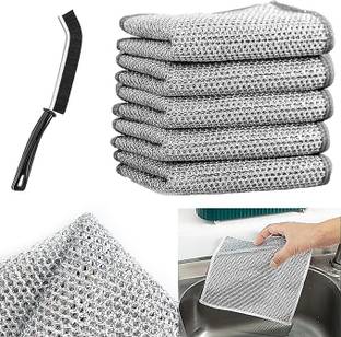 kroywen Non-Scratch Wire Dishwashing cloth Cleanin Kitchen Washer Steel Rag-10pic+1brush Dish Cleaning Gel