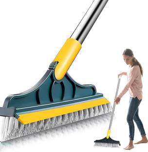 MAARUTII ENTERPRISE Window Bathroom Cleaning Brush with Wiper Long Handle 2 in 1 Tiles Cleaning mop Microfibre Wet and Dry Broom