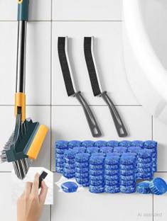 Novmiko toilet brush with Gap Brush and Toilet Bowl Tablets (20 Tablet) Plastic, Nylon Wet and Dry Bru...