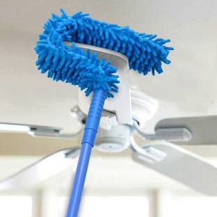 JunoBull Fan Cleaner Brush with Extendable Telescopic Rod Flexible Mop Microfiber Wet and Dry Duster