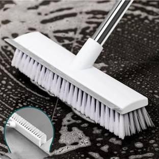 VALLIANZ Multifunctional 2 in 1 Bathroom Cleaning Brush with Long Handle Microfibre Wet and Dry Brush