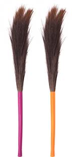 Dr . Marwin Oval Floor Broom with Natural Soft No Dust Grass Long Stick Jhadu Coconut Fiber Dry Broom