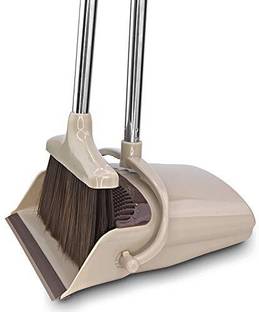 KRIYAART Broom Dustpan Broom Standing Cleaning Set, Fiber Wet and Dry Broom