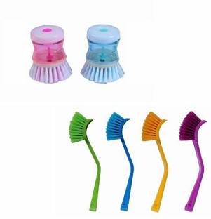 STRUGGLINGINC 4 Wash Basin Sink Brush& 2 Soap Dispenser Brush Cleaning Brush Set of 6 Plastic Wet and Dry Brush